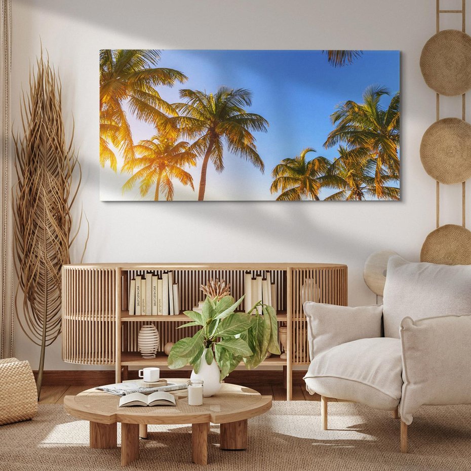 Obraz na płótnie 120x60 - Rajskie palmy w tropikalnym raju - palmy, tropiki