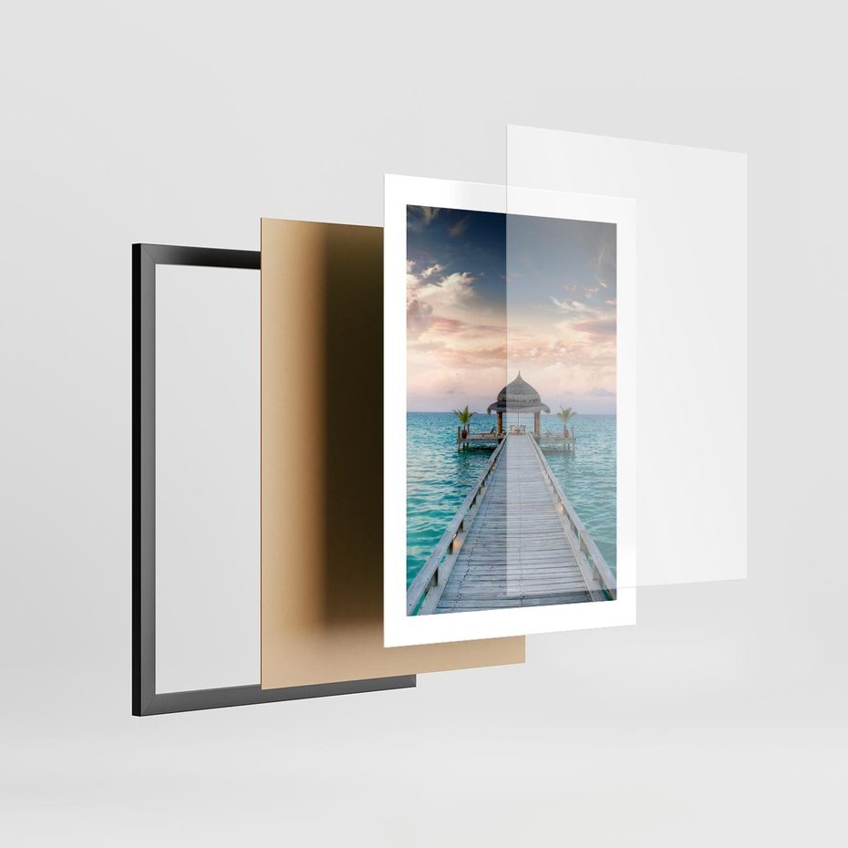 Plakat w ramie 30x40 - Morski Pomost - morze, pomost - rama czarna