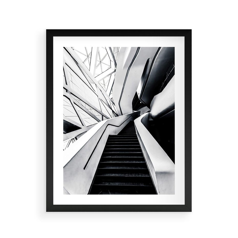 Plakat w ramie 40x50 - Współczesne Kształty - architektura, nowoczesne formy - rama czarna