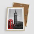 Plakat w ramie 50x70 - Budka telefoniczna przed Big Benem - budka, Londyn - rama drewno