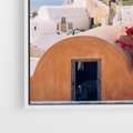 Obraz w ramie 50x50 - Błękit Morza i Białe Domki - Santorini, wyspa - rama biała