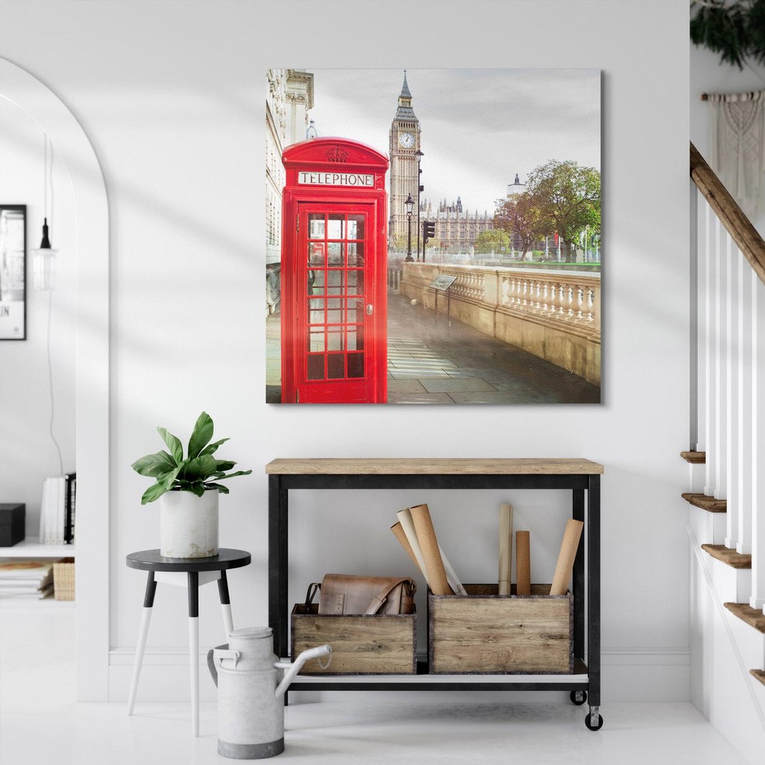 Obraz na płótnie 60x60 - Londyńskie widoki - Londyn, telefon