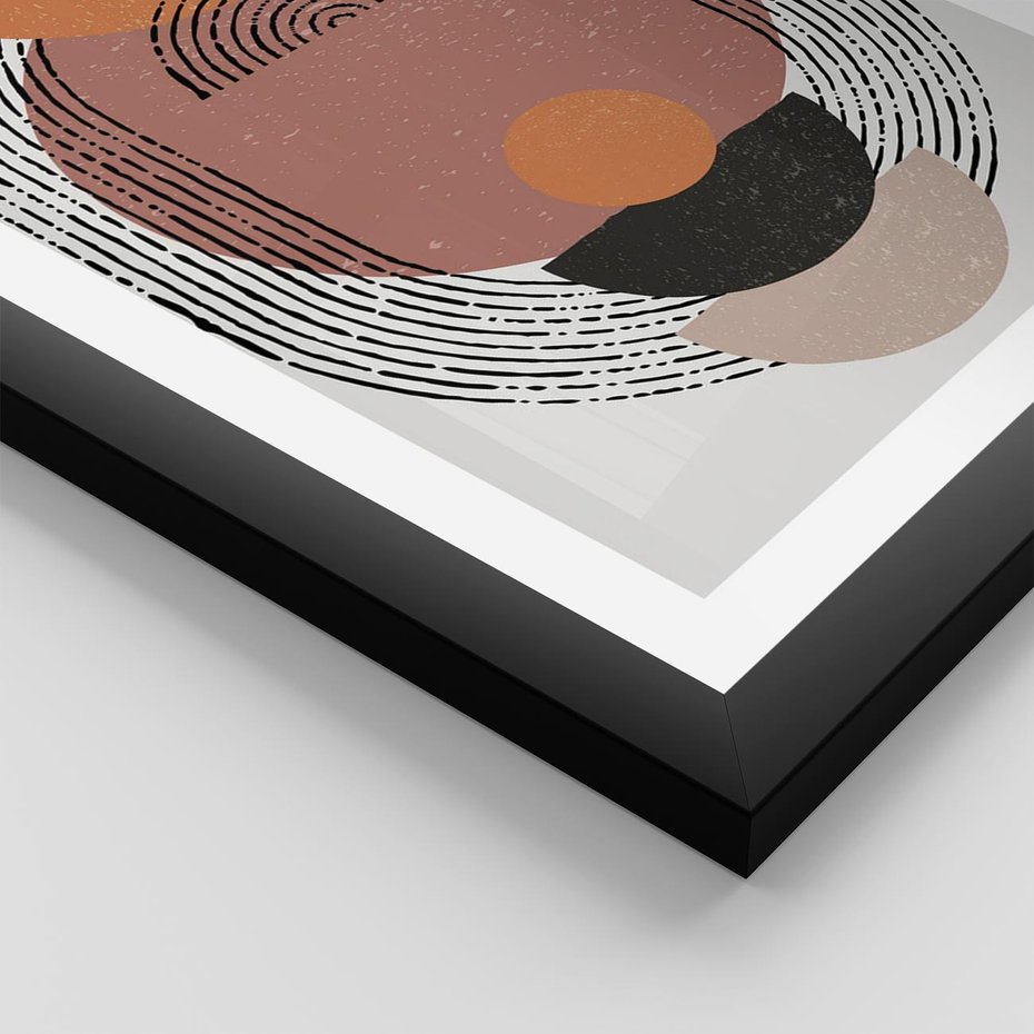 Plakat w ramie 30x40 - Abstrakcja w Odcieniach Brązu i Beżu - geometria, abstrakcyjna grafika - rama czarna