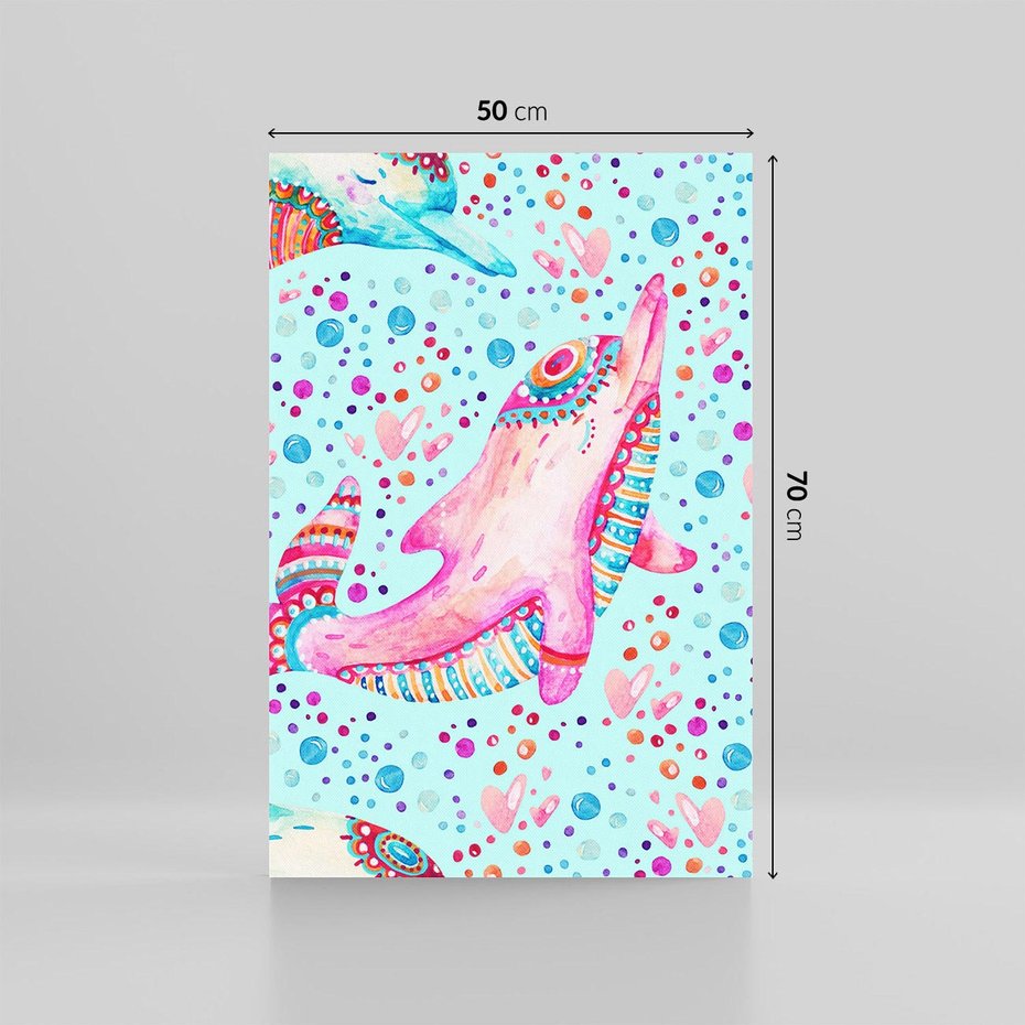 Obraz na płótnie 50x70 - Lekkość W Ruchu - delfin, akwarela