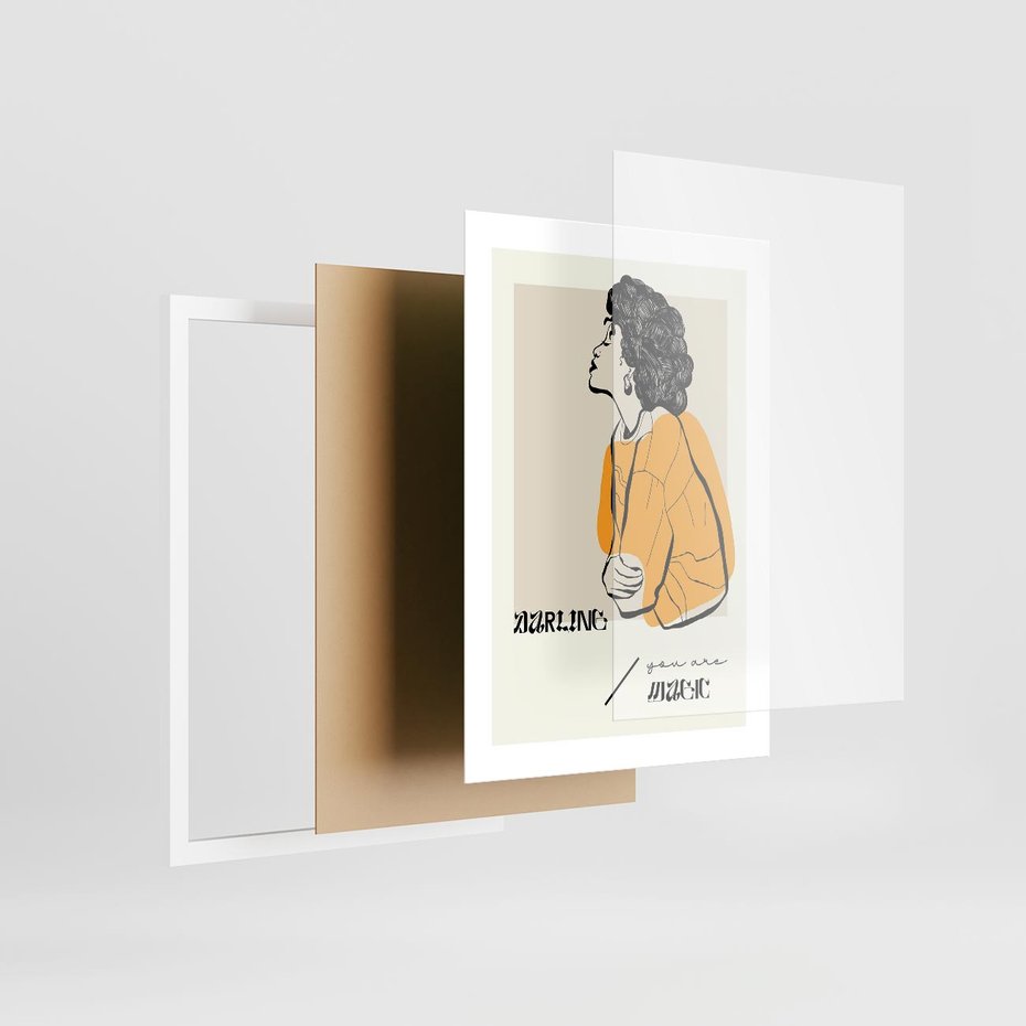 Plakat w ramie 30x40 - Siła Kobiety: Plakat ze Szkicem - kobieca grafika, plakat - rama biała