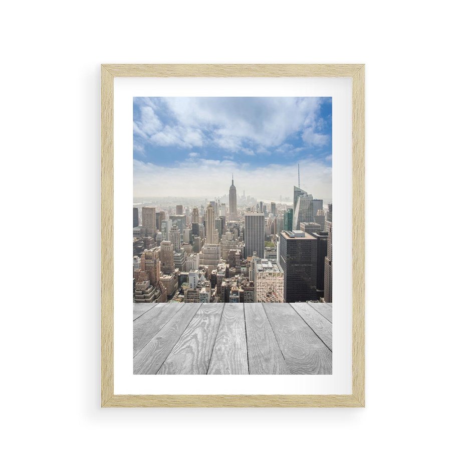 Plakat w ramie 30x40 - Nowojorska energia miejsca - Nowy Jork, miasto - rama drewno