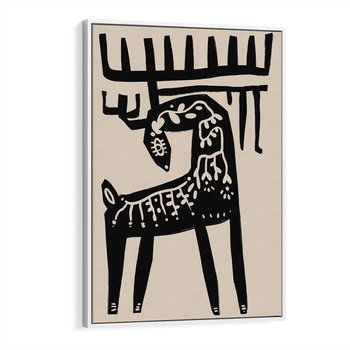 Obraz w ramie 80x120 - Konturem Zdefiniowany - skandynawska sztuka, jeleń - rama biała