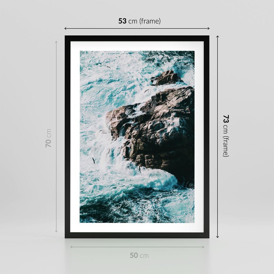 Plakat w ramie 50x70 - Siła Natury - morze, skały - rama czarna