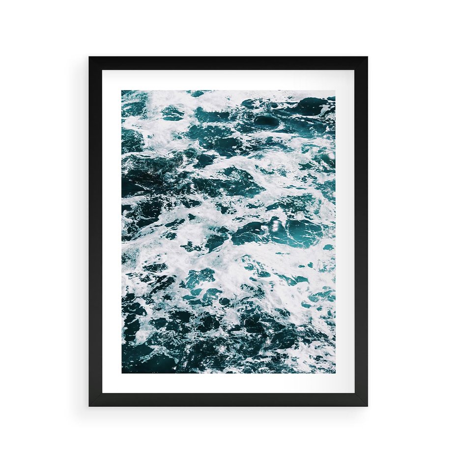 Plakat w ramie 40x50 - Potęga Natury: Wzburzone Fale Oceanu - wzburzone fale oceanu - rama czarna