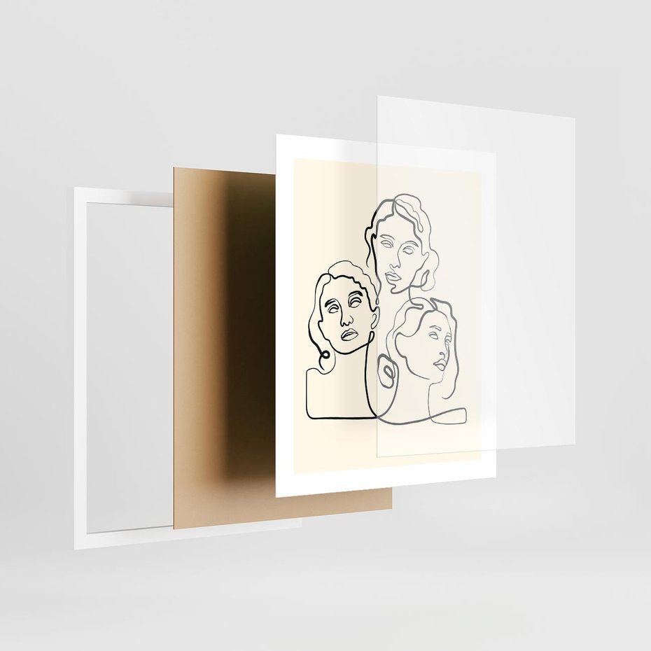 Plakat w ramie 40x50 - Trzy Kobiety - 3 kobiety, antyczny posag - rama biała