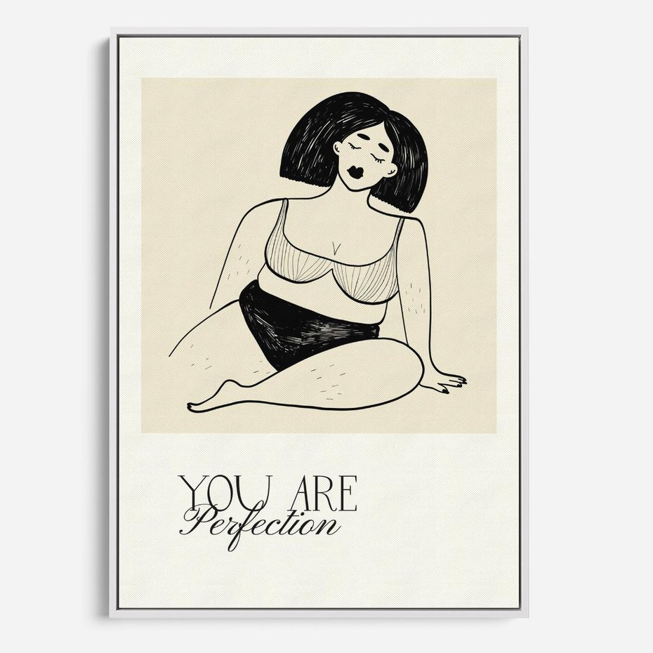 Obraz w ramie 70x100 - Harmonia Kształtów Bez Granic - siła kobiecości, rysunek - rama biała