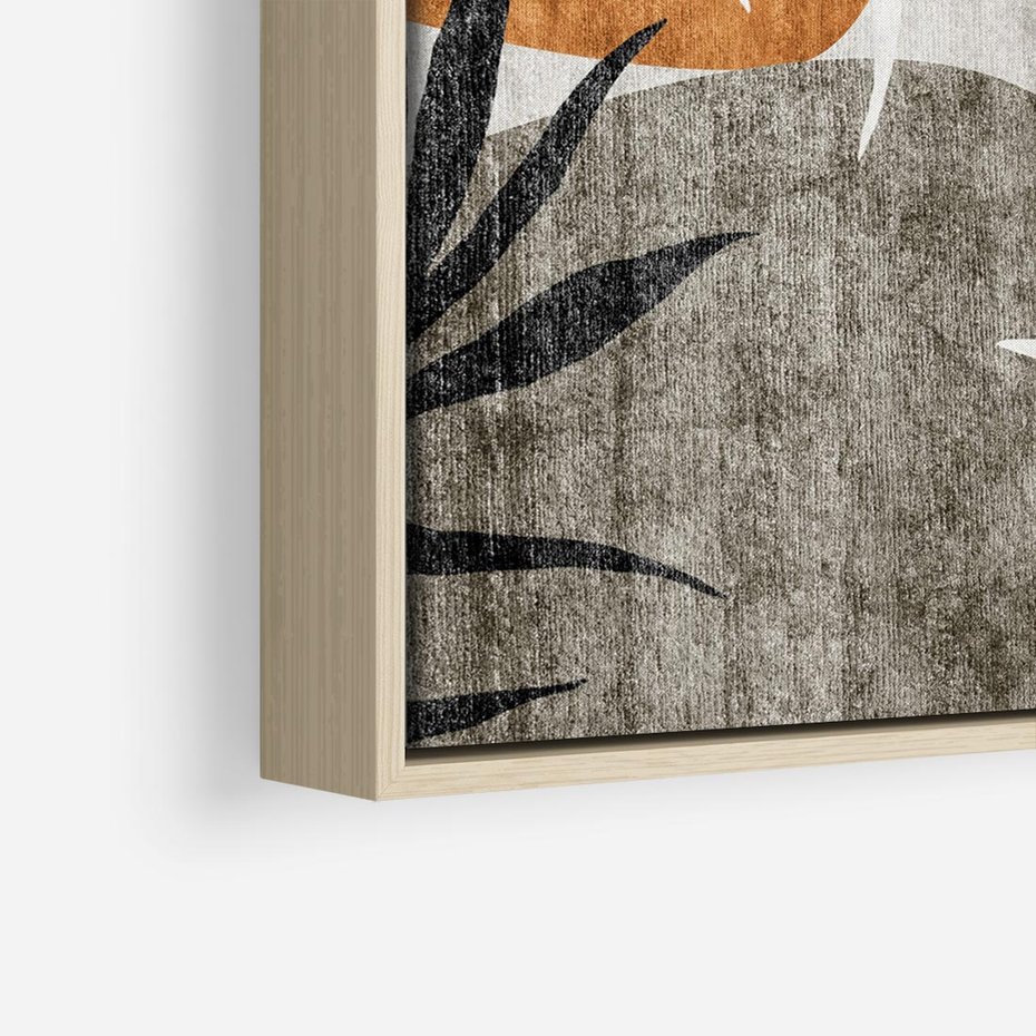 Obraz w ramie 80x80 - Oddechy ciszy i ruchu - rzut liści palmy, monstery - rama drewno