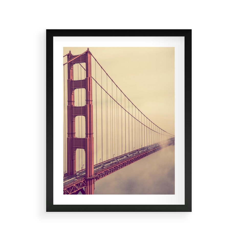 Plakat w ramie 40x50 - Most w mgle z perspektywą - most, perspektywa - rama czarna