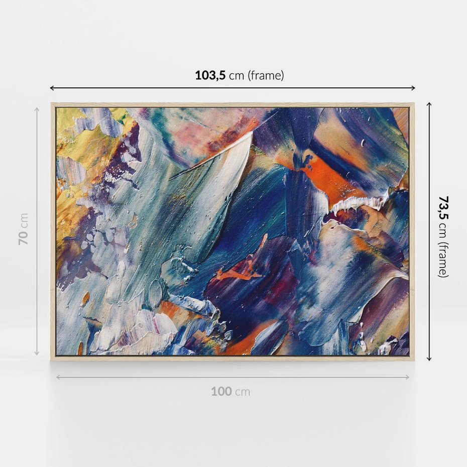 Obraz w ramie 100x70 - Rytmy ukrytych pragnień - chaos i abstrakcja, plamy koloru - rama drewno