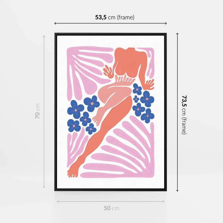 Obraz w ramie 50x70 - Opowieść Ognistych Rytów - nowoczesny kobiecy akt, graficzne kształty - rama czarna