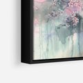 Obraz w ramie 50x50 - Efemeryczne Kwitnienie Drzew - akwarela, rozmyte pastelowe tłó - rama czarna