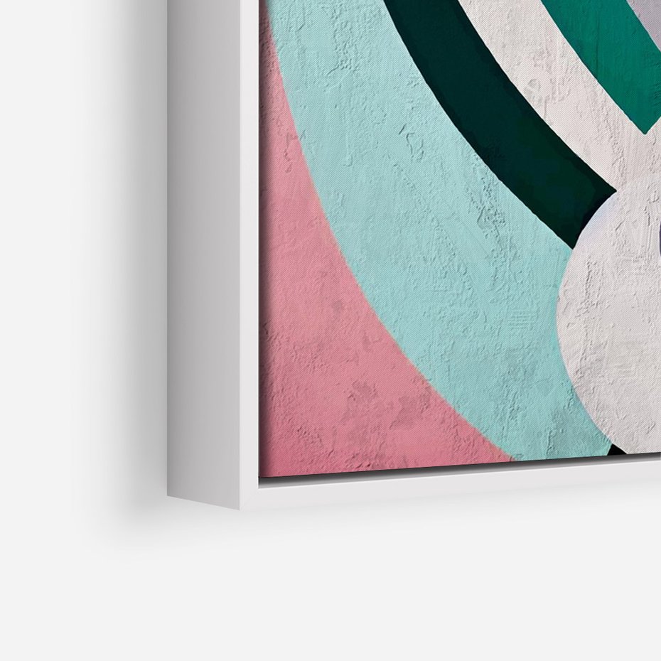 Obraz w ramie 70x100 - Podróżne Echa Przestrzeni - abstrakcyjne dziwne kształty, olejny obraz - rama biała