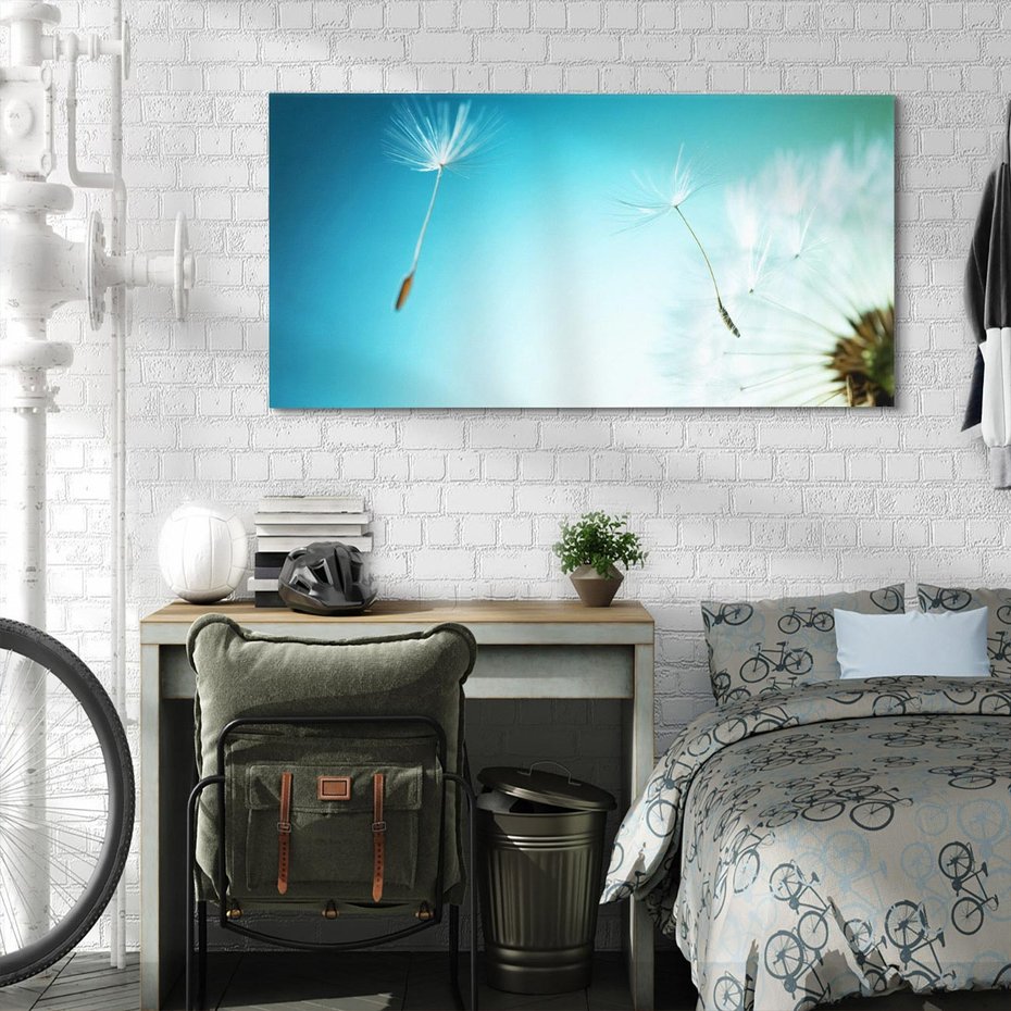 Obraz na płótnie 100x50 - Lekkość i Przemijanie - dmuchawiec, wiatr