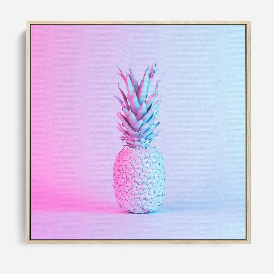 Obraz w ramie 80x80 - Ananas Abstrakcja - ananas, abstrakcja - rama drewno