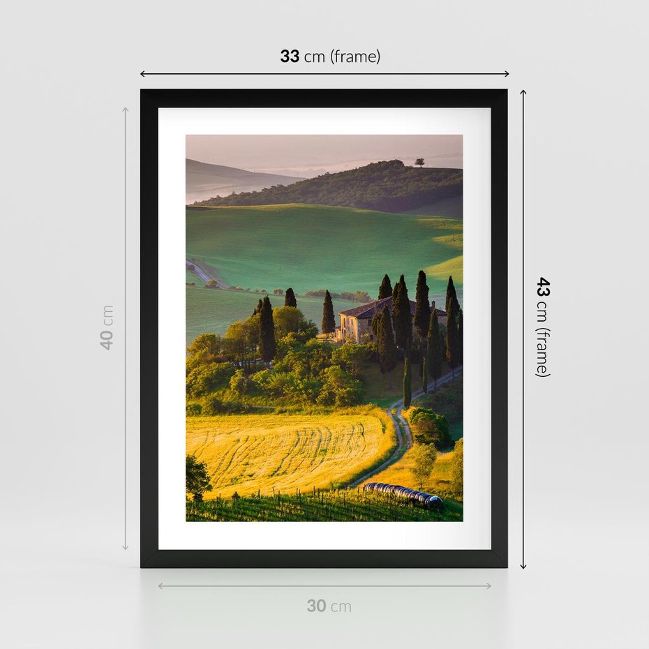 Plakat w ramie 30x40 - Pejzaż w perspektywie - pejzaż, perspektywa - rama czarna