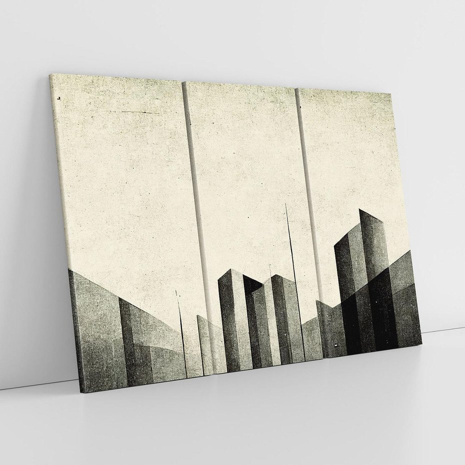 Obraz na płótnie 120x80 - Mroczne Wieżowce - postarzana grafika, perspektywa budynków wieżowców