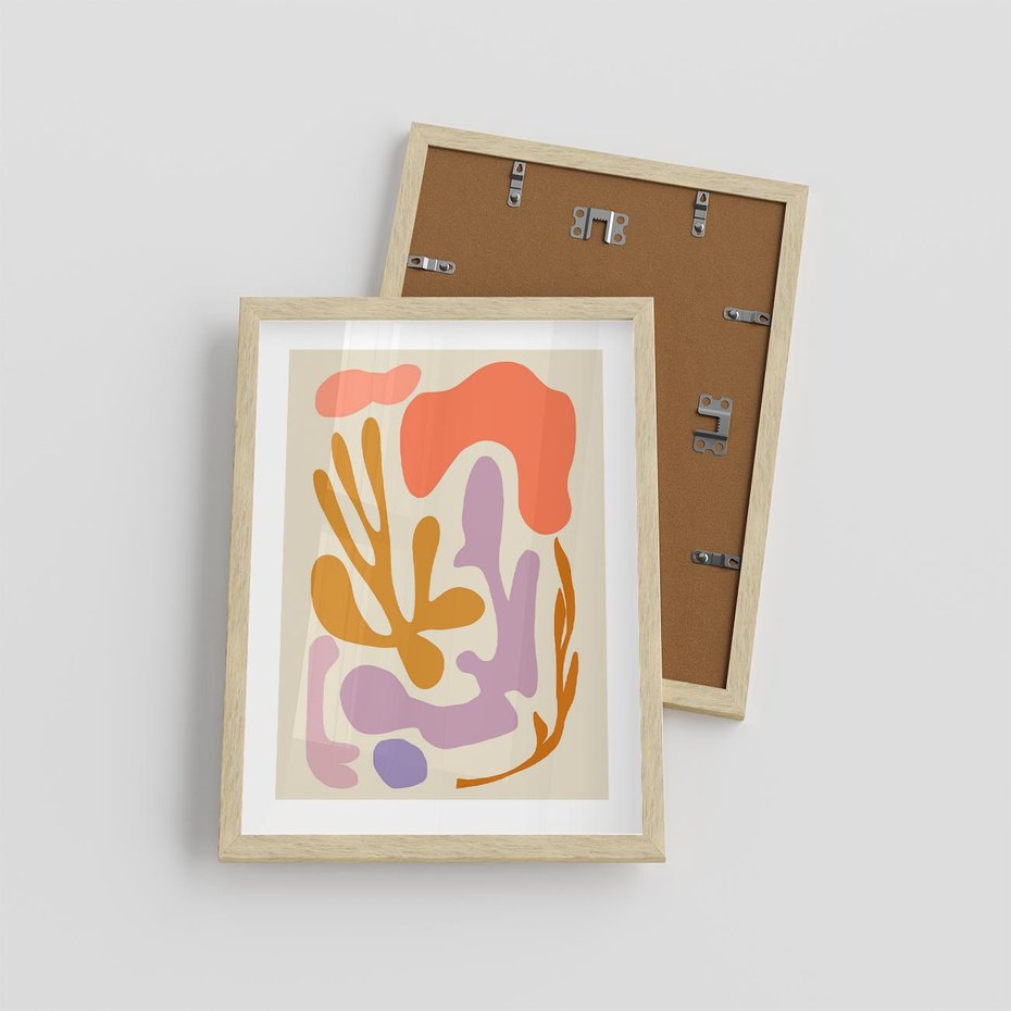 Plakat w ramie 30x40 - Ekspresjonistyczne Impulsy - abstrakcyjny obraz, pastelowe kolory - rama drewno