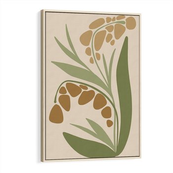 Obraz w ramie 80x120 - Minimalizm z Roślinami - nowoczesny plakat, roślinność - rama drewno