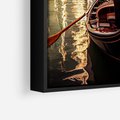 Obraz w ramie 70x100 - Spokojna Wenecja - gondolier w gondoli, kanały Wenecji - rama czarna