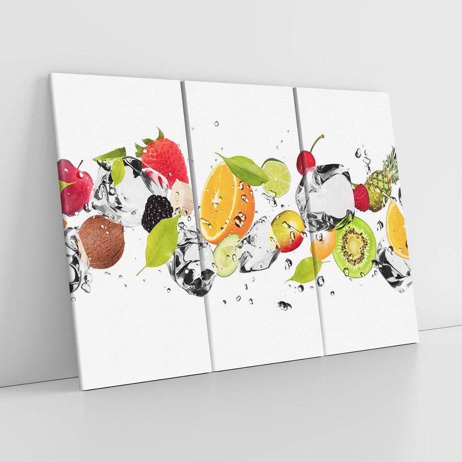 Obraz na płótnie 120x80 - Świeżość letnich owoców - woda, owoce
