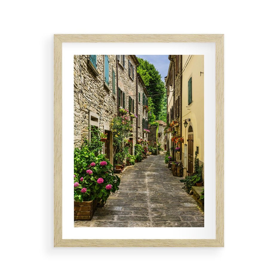 Plakat w ramie 40x50 - Spacer po Złotej Alei - uliczka, perspektywa - rama drewno