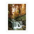 Plakat bez ramy 21x30 - Jesienny wodospad w lesie - wodospad, las