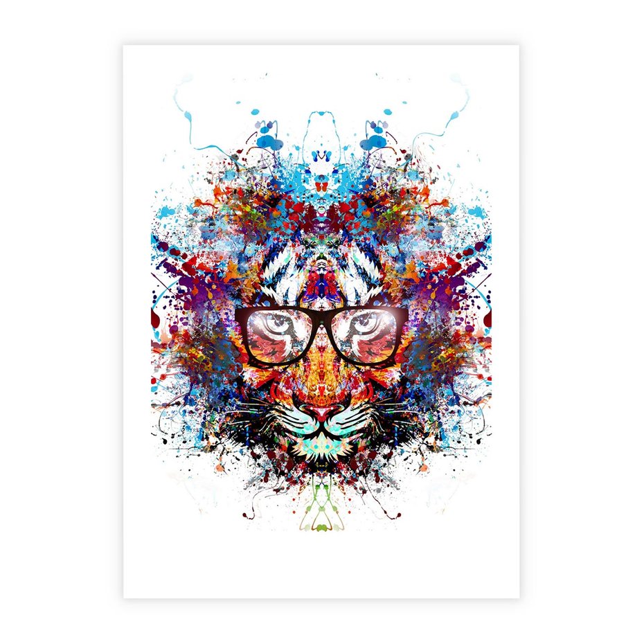 Plakat bez ramy 21x30 - Tygrys w graficznej oprawie - tygrys, grafika