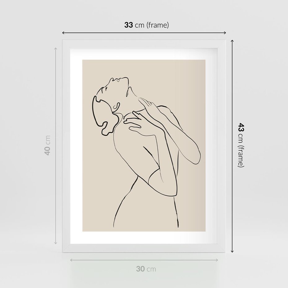 Plakat w ramie 30x40 - Bezkresny Taniec - kobieta, szkic - rama biała