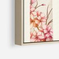 Obraz w ramie 50x50 - Rozkwitające Marzenia - japońska sztuka, ptak - rama drewno