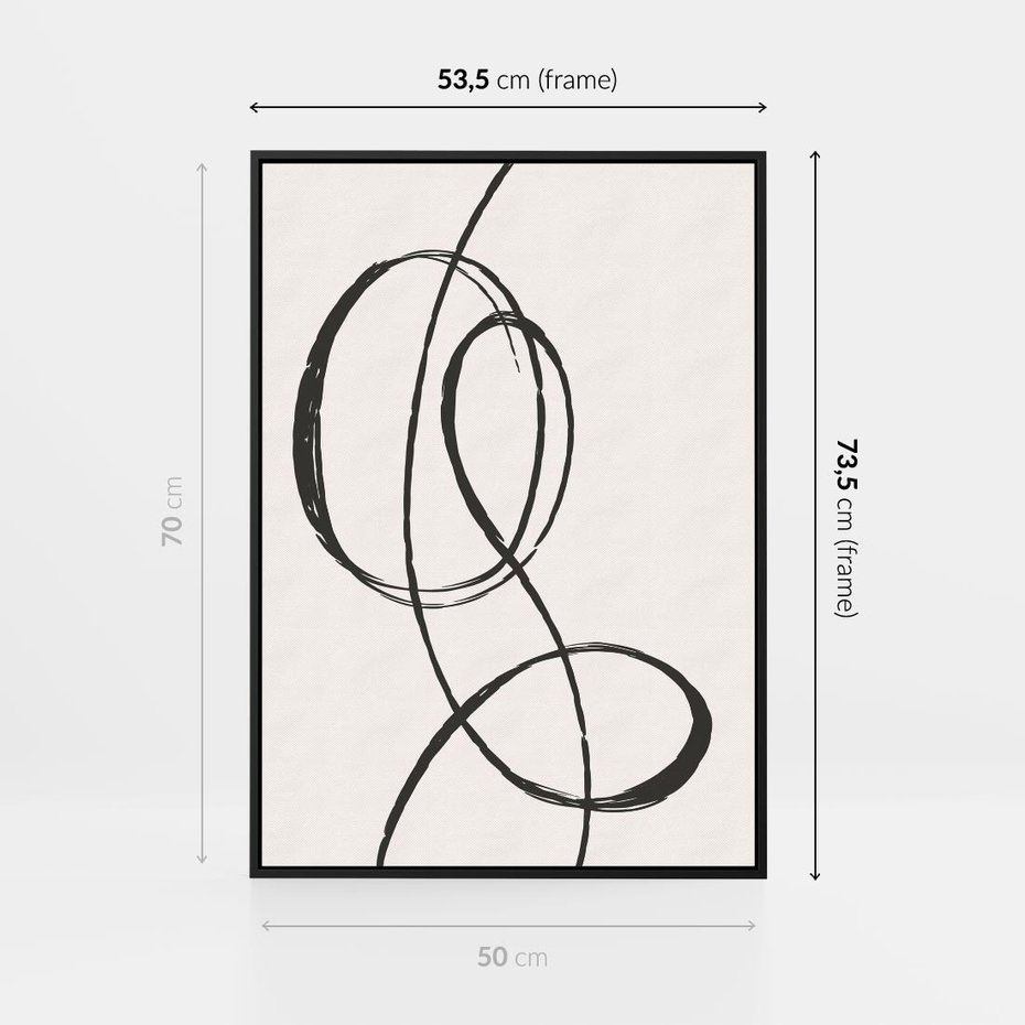 Obraz w ramie 50x70 - Zaklęte Linie - abstrakcyjne szkicowane linie, minimalizm - rama czarna