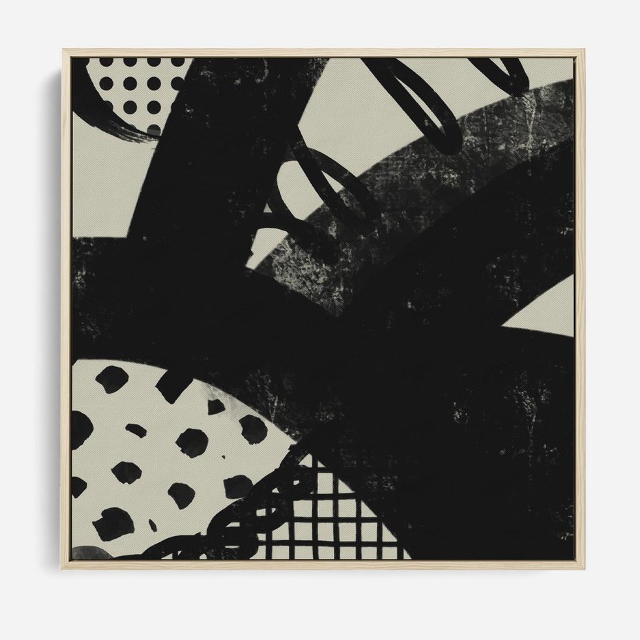 Obraz w ramie 80x80 - Nieznanie Zaskoczenia - bstrakcyjna mroczna kompozycja, nieregularne - rama drewno