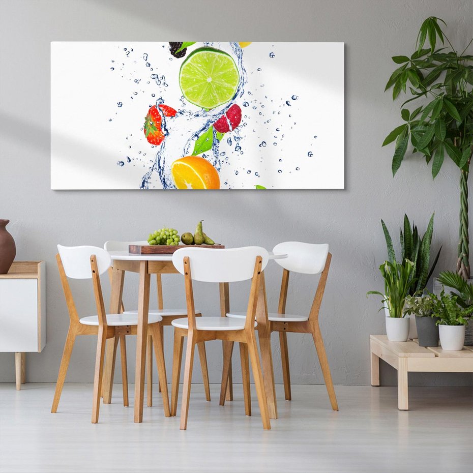 Obraz na płótnie 100x50 - Kulinarne Inspiracje - owoce, woda