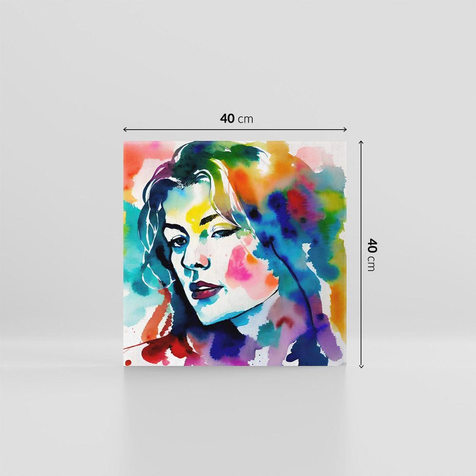 Obraz na płótnie 40x40 - Abstrakcyjna ekstaza barw - abstrakcyjny portret kobiety, szkic czarną kreską