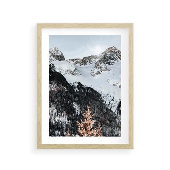 Plakat w ramie 30x40 - Górski Raj - góry, śnieg - rama drewno
