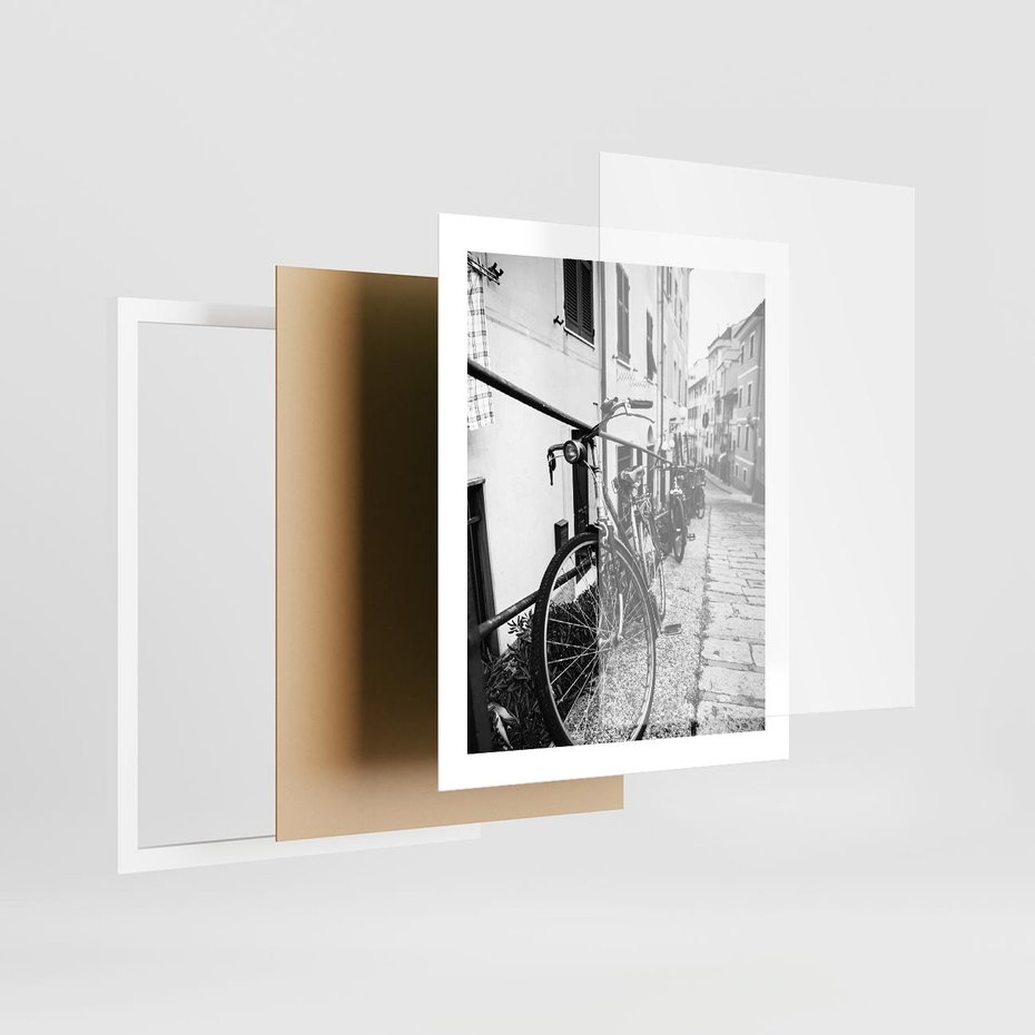 Plakat w ramie 40x50 - Rower w Kontraście - rower, czarno - rama biała