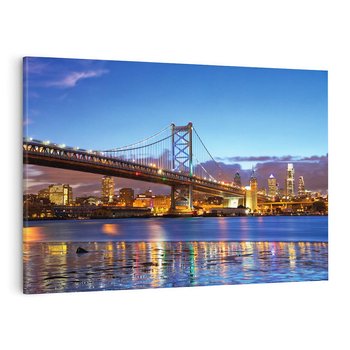 Obraz na płótnie 120x80 - Zachód słońca na moście w Filadelfii - Filadelfia, most