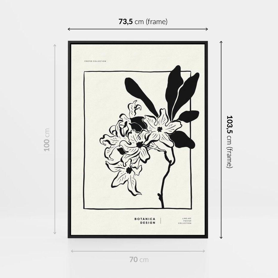 Obraz w ramie 70x100 - Kwiatowe przestrzenie - kwiat, grafika - rama czarna