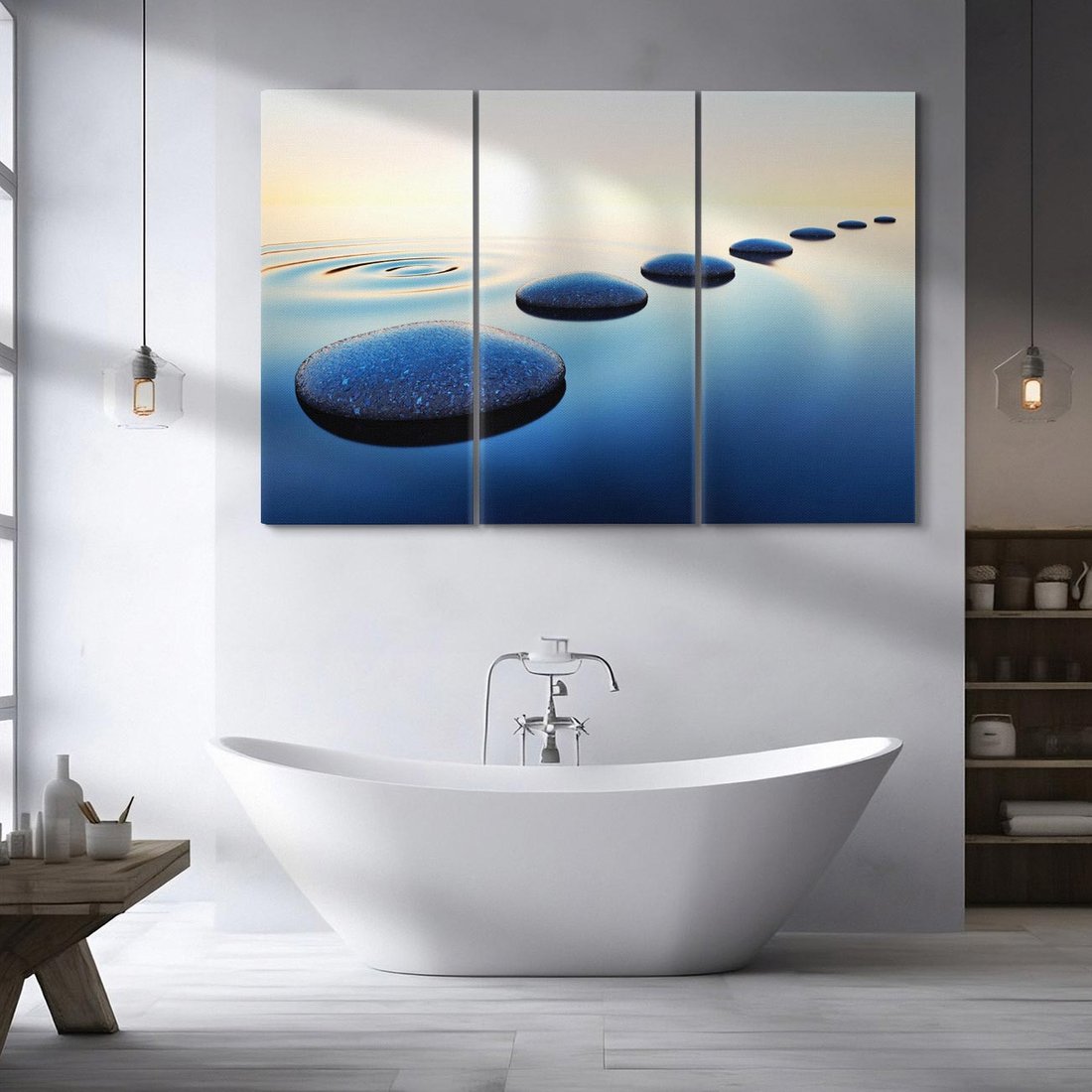 Obraz na płótnie 120x80 - Spokój kamieni w SPA - kamienie, woda