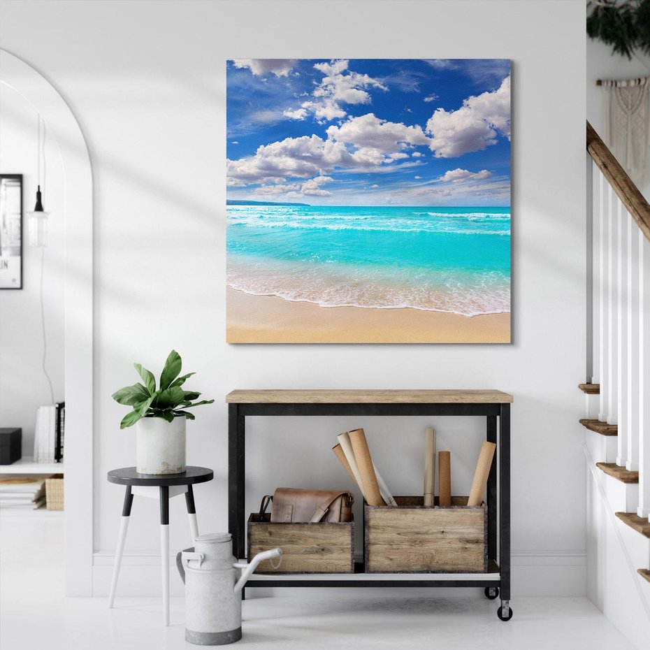 Obraz na płótnie 50x50 - Idylliczna plaża nad morzem - plaża, morze