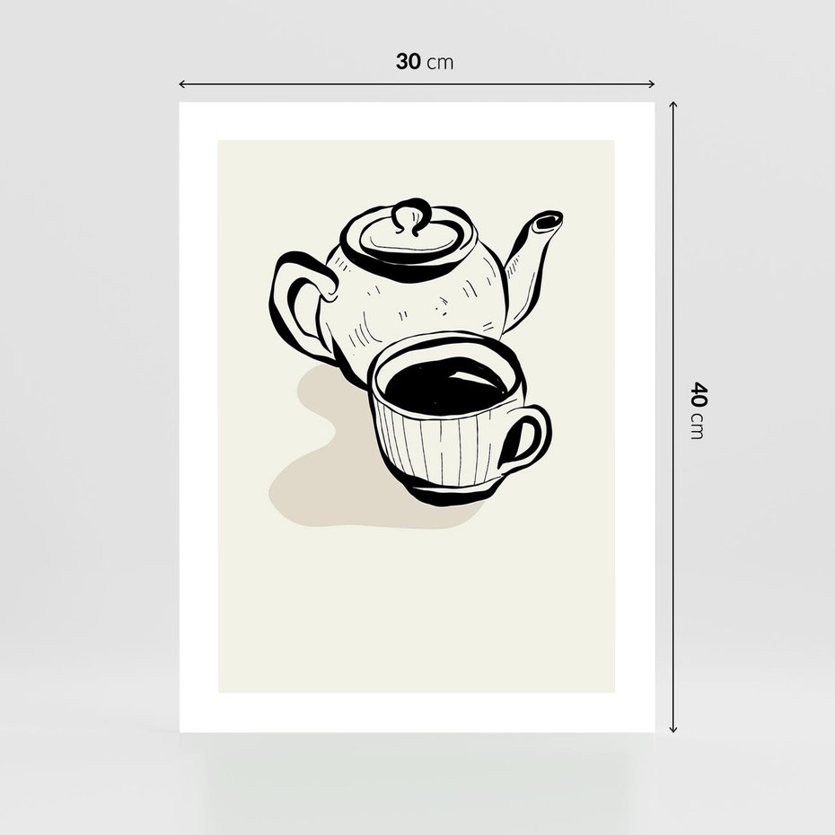 Plakat bez ramy 30x40 - Kawa w Minimalistycznym Szkicu - grafika, szkic
