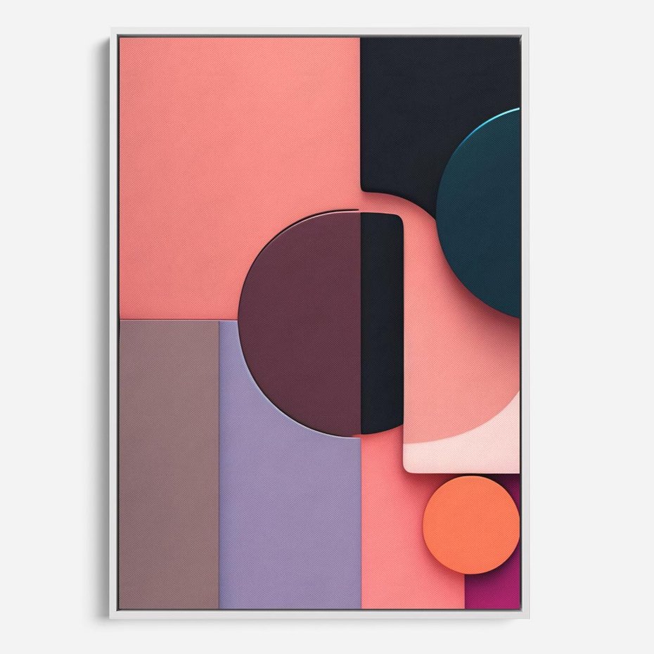 Obraz w ramie 80x120 - Przenikanie przestrzeni czasu - abstrakcja, geometria - rama biała