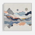 Obraz w ramie 50x50 - Dynamiczne Góry - akwarelowe graficzne góry, krajobraz - rama biała