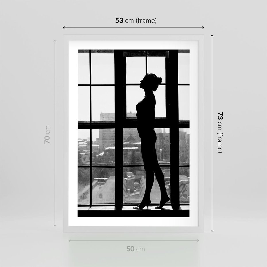 Plakat w ramie 50x70 - Piękno Kobiecej Formy - retro zdjęcie, czarno białe - rama biała