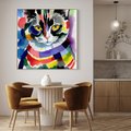 Obraz w ramie 80x80 - Koci Przyjaciel - abstrakcyjny obraz, akwarela - rama drewno