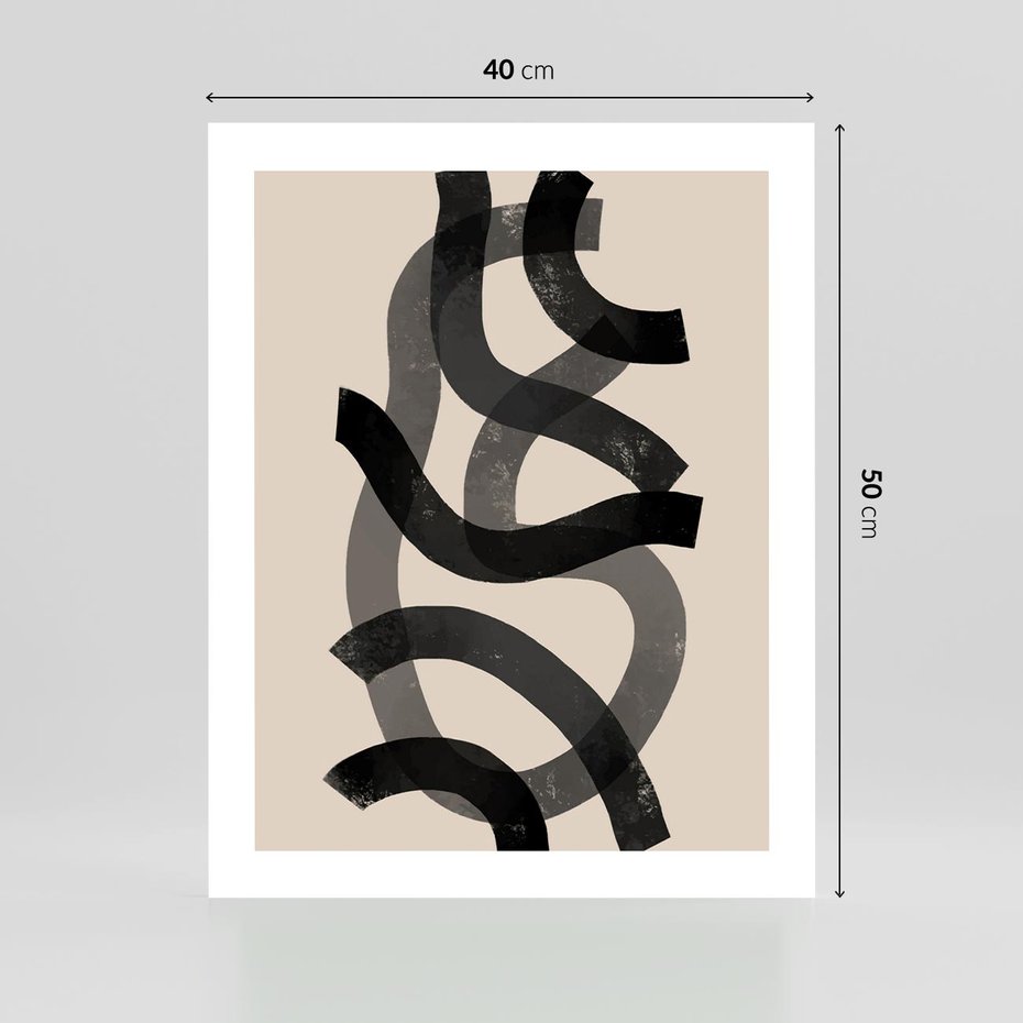 Plakat bez ramy 40x50 - Strukturalne Odbicia Innowacji - zaplątane minimalistyczne linie, na bezowym tle